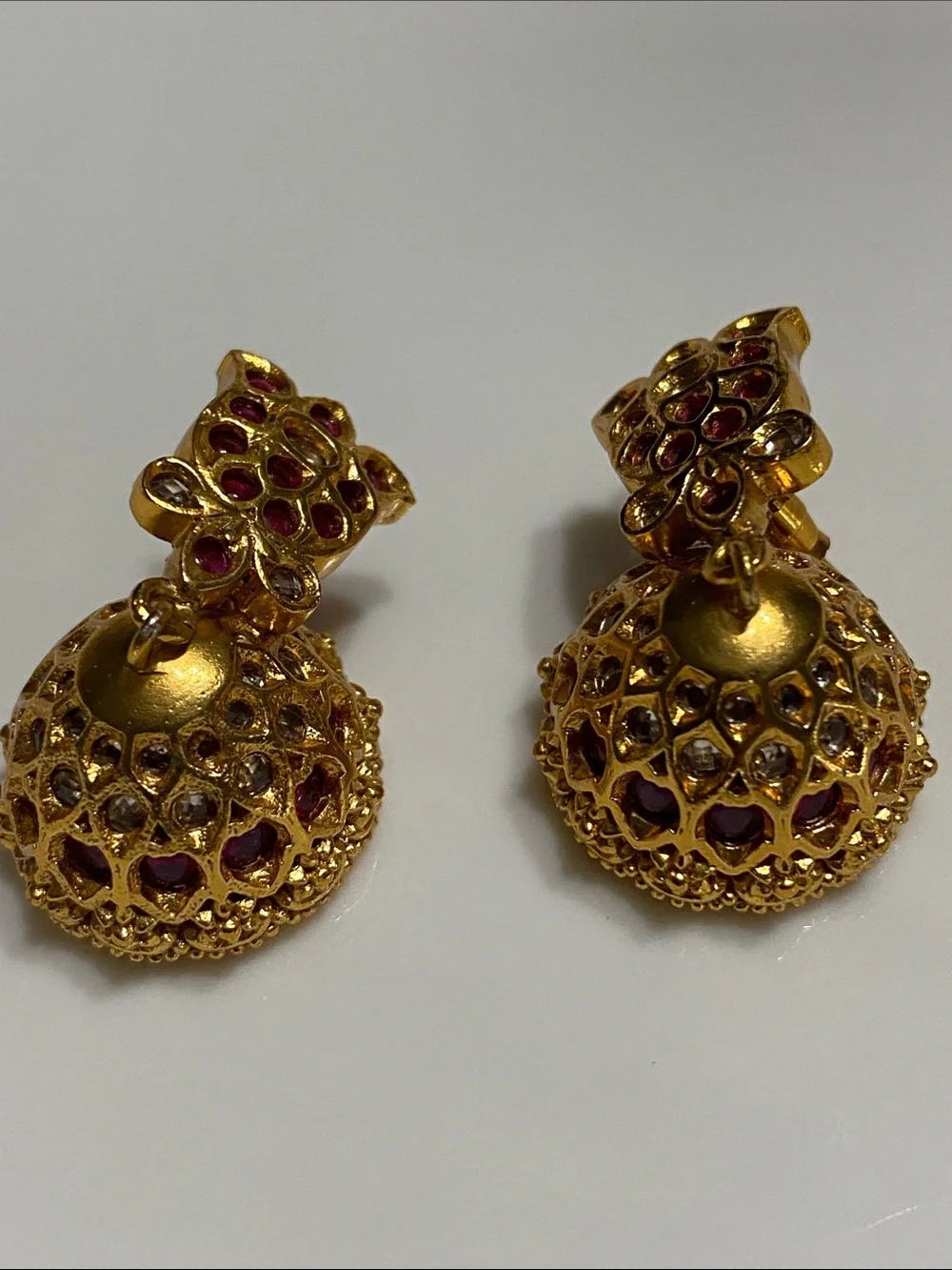 24KGP Kemp Filigree Pendant Necklace and Earrings Set with Ruby